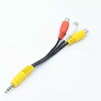 3,5 мм на RCA 1-на-3 AV-кабель-адаптер для подключения приставки к телевизору plug жёлтый
