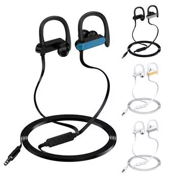 3,5 мм наушники-крючки с защитой от падения, проводные портативные спортивные наушники с микрофоном для смартфона белый