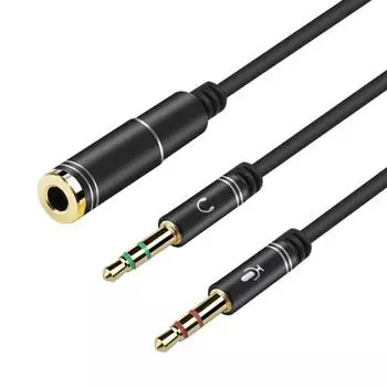 3,5 мм наушники стерео аудио микрофон Y-разветвитель 3,5 мм аудио микрофон на 4-полюсный разъем Aux адаптер для 4-контактного 3,5 мм штекера наушников