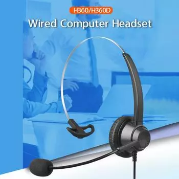 3,5 мм проводная компьютерная гарнитура с микрофоном универсальная офисная колл-центр односторонние наушники чёрный