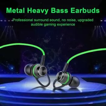 3,5 мм проводные наушники-вкладыши стереонаушники с микрофоном Pure Bass шумоподавление металлический тяжелый бас гарнитура для спорта для игр музыки фитнеса зелёный