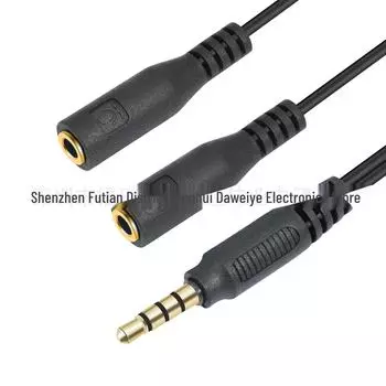 3,5-мм разветвительный кабель для наушников и микрофона, стандарт CTIA с идентификационным резистором 0.2m чёрный