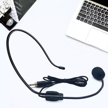 3,5 мм резьба головной проводной микрофон гарнитура усилитель голоса динамик универсальный чёрный