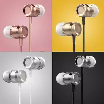 3,5 мм с микрофоном Bass Stereo In-Ear Наушники Наушники Гарнитура Наушники-вкладыши розового золота
