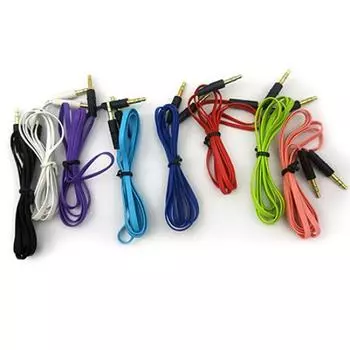 3,5 мм штекер-папа, 1 м автомобильный аудиокабель, вспомогательный кабель AUX чёрный