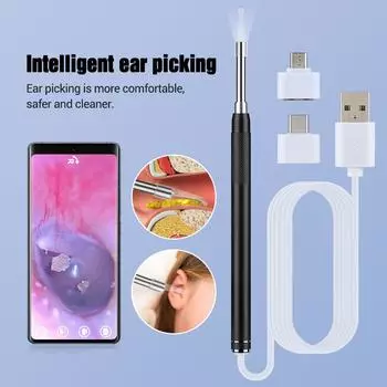 3,5 мм умный очиститель ушей эндоскопическая ложка визуальная ушная палочка камера очиститель ушей чистящий Wi-Fi рот нос отоскоп инструмент для удаления ушной серы чёрный