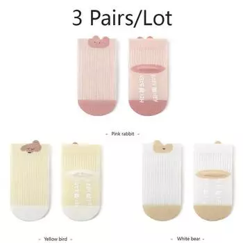 3/5 Pairs Baby Anti-Slip Socks Cartoon Newborn Socks Mesh Thin Children S Socks Comfort Wear Non-Slip Baby Socks L(3-5Y)