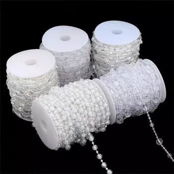 3-5 ярдов искусственный жемчуг, акриловая цепочка из бисера, отделка гирлянды, нить для дверной занавески, свадебное украшение, украшенные своими руками аксессуары 8mm 3mm 5yards чистый