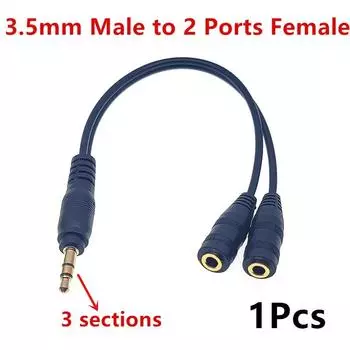 3.5 Разветвитель для наушников, 3.5 мм удлинительный кабель Аудио Стерео Y-разветвитель Hi-Fi Sound, 3.5 мм штекер на 2 порта 3.5 мм гнездовой разветвитель