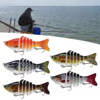 3/5 шт 10 см/15,5 г многосочлененная рыболовная приманка с крючками реалистичная 7-секционная пластиковая искусственная приманка для пресноводной и соленой рыбалки аксессуары 3pcs