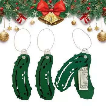 3/5 шт. Рождественский зажим для денег в виде огурца, украшение из дерева, украшение на рождественскую елку, уникальный держатель для денег 3pcs