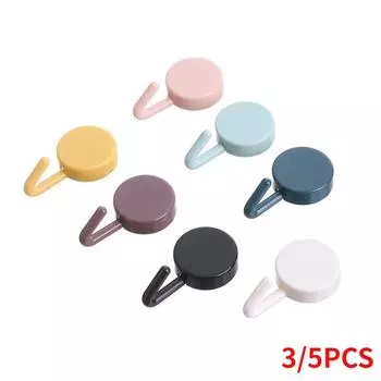 3/5 шт. самоклеящиеся настенные крючки прочные без сверления для сумок, ванной комнаты, двери, кухонных полотенец, крючки для домашнего хранения аксессуаров White 3Pcs