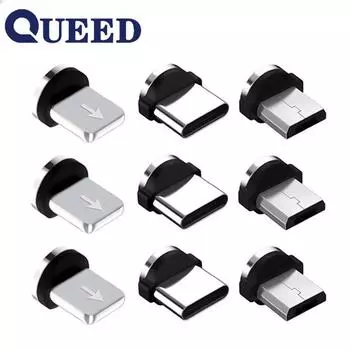 3/5 шт.. Вращающиеся на 360 градусов магнитные наконечники для запасных частей для мобильных телефонов, простые в эксплуатации, прочный адаптер зарядного кабеля преобразователя 3 PCS Micro USB