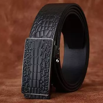 3,5 см чистая коровья кожа высокого качества ремни из натуральной кожи для мужчин ремень мужской беззубый автоматическая пряжка деловой костюм брючный ремень 105CM чёрный