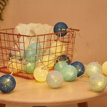 3,5 см хлопковые шарики гирлянда сказочная рождественская лампа 2,2 м 20 светодиодов праздничная свадьба вечеринка домашнее украшение кровати USB/аккумулятор By USB