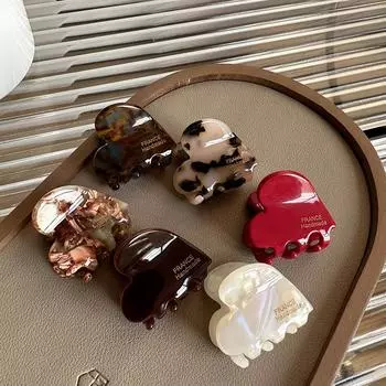 3,5 см маленькие ацетатные заколки-крабы для волос для девочек, милые заколки в форме сердца, детские и женские аксессуары для волос красный