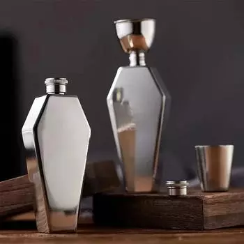 3,5 унции мини-фляжка 100 мл персонализированная в форме гроба новая нержавеющая сталь портативная фляга дорожный винный горшок бар подарочные принадлежности