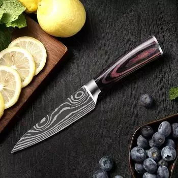 3.5inch Kitchen Fruit Knife Damascus Meat Cleaver Slicing Knife Stainless Steel Fruit Peeler Utility Knife Kitchen Accessories shipping24
