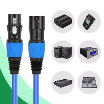 3/5M XLR Акустический кабель Позолоченный 3-контактный кабель «папа-мама» XLR-XLR Сбалансированный линейный XLR Аудиокабель для микрофонного микшера 3M синий