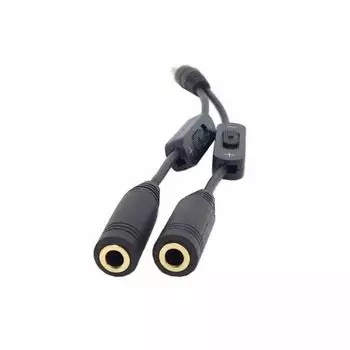 3.5mm High Quality Male To 2 Female Adapter One-divided-two Black Stereo Y Splitter Audio Cable with Volume Control Switch black