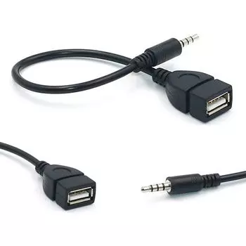 3.5mm Male Jack Aux Plug USB 2.0 Female Audio Adapters 3.5mm To USB 2.0 AUX Extension for Car MP3 чёрный
