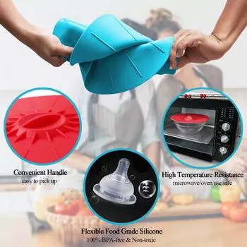 3/5Pcs Silicone Bowl Cover Reusable Food Saver Pot Lid Heat Resistant Microwave Cooking Pot Cover Fresh Keeping Cover Kitchen