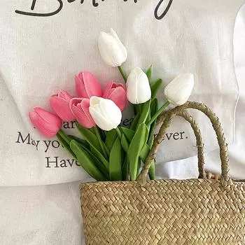 3/5PCS Tulip Artificial Flowers Real Touch Bouquet Fake Flowers Decoration for Wedding Supplies Home Decor Valentines Flowers 3PCS розовый