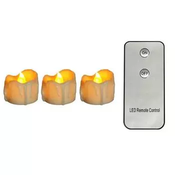 3/6/12 шт. пульт дистанционного управления беспламенные маленькие светодиодные свечи с поверхностью в форме капли, мини-чайные свечи на батарейках для Рождества
