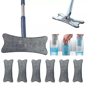 3/6/12 шт. сменные подушечки для швабры-бабочки/X-образной швабры, моющаяся головка швабры, многофункциональные чистящие подушечки из микрофибры для стен, полов и стекла One Size
