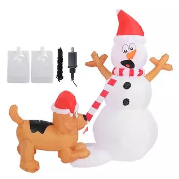 3,6-футовый надувной снеговик с белой светодиодной подсветкой для сада и двора, защита от укусов собак, защита от воды IP44