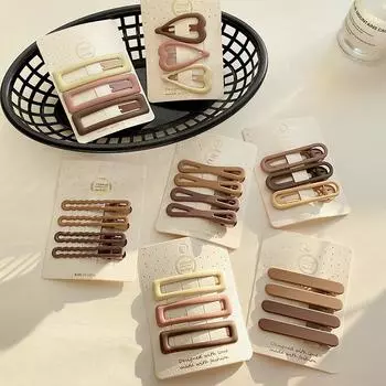 3/6 Pcs/Set Women Girls Fashion Coffee Color Geometric Stars Ornament Hair Clips Adult Sweet Hairpins Female Hair Accessories