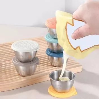 3/6 шт. Контейнеры для соуса, заправки для салата, 50 мл, многоразовые герметичные контейнеры для соуса из нержавеющей стали 3pcs разноцветный