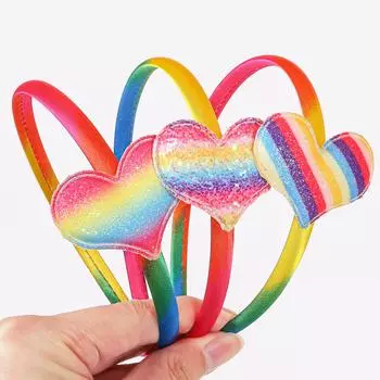 3/6 шт. милые радужные повязки на голову в виде сердечек с атласными обручами для волос с блестками и звездами для женщин и девочек, аксессуары для волос