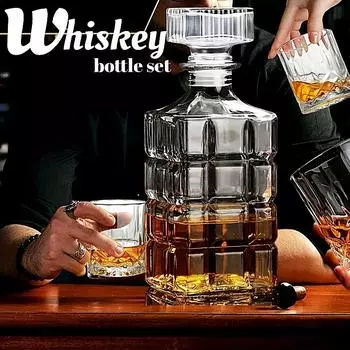 3/6 шт. набор графинов для вина, бокалы с двойными стенками для виски, бренди, шотландского бурбона, водки, идеальный подарок для мужчин, кухонные принадлежности, принадлежности для бара 3 Piece Set
