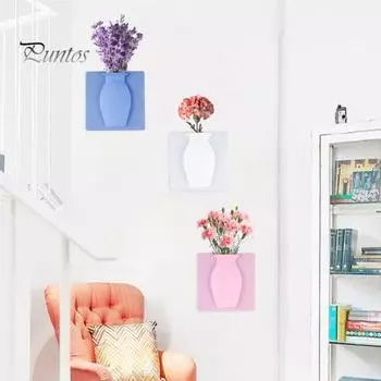 3/6 шт. настенное крепление силиконовая ваза многоразовая самоклеящаяся для домашнего офиса внутреннего холодильника окна настенные подвесные растения ваза для цветов наклейка украшение A