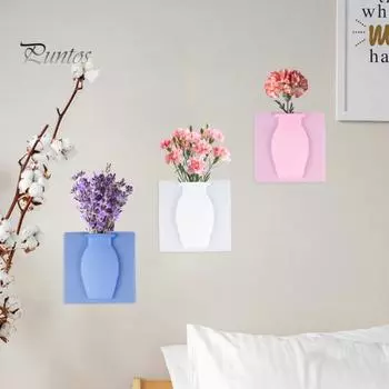 3/6 шт. настенное крепление силиконовая ваза многоразовая самоклеящаяся для домашнего офиса внутреннего холодильника окна настенные подвесные растения ваза для цветов наклейка украшение A
