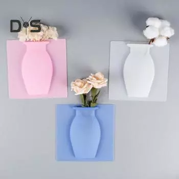 3/6 шт. настенное крепление силиконовая ваза многоразовая самоклеящаяся для домашнего офиса внутреннего холодильника окна настенные подвесные растения ваза для цветов наклейка украшение A