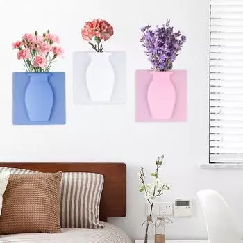 3/6 шт. настенное крепление силиконовая ваза многоразовая самоклеящаяся для домашнего офиса внутреннего холодильника окна настенные подвесные растения ваза для цветов наклейка украшение
