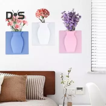3/6 шт. настенное крепление силиконовая ваза многоразовая самоклеящаяся для домашнего офиса внутреннего холодильника окна настенные подвесные растения ваза для цветов наклейка украшение A
