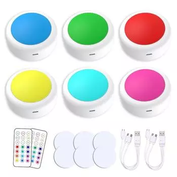 3/6 шт. RGBW USB зарядка светодиодные шайбы лампы 16 цветов диммируемые беспроводные подсветка под шкафом для полки кухонного шкафа ночник RGBW