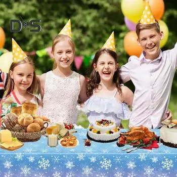 3/6 шт. Рождественская скатерть, зимняя праздничная снежинка, обеденная скатерть, пластиковая одноразовая скатерть для украшения рождественской вечеринки 1pc