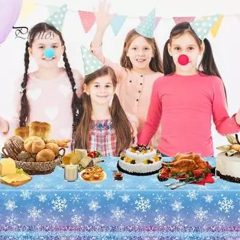 3/6 шт. Рождественская скатерть, зимняя праздничная снежинка, обеденная скатерть, пластиковая одноразовая скатерть для украшения рождественской вечеринки 1pc