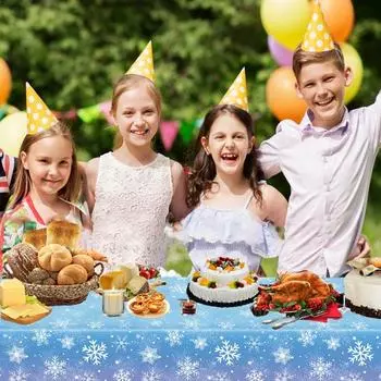 3/6 шт. Рождественская скатерть, зимняя праздничная снежинка, обеденная скатерть, пластиковая одноразовая скатерть для украшения рождественской вечеринки 1pc