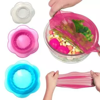 3/6 шт. Силиконовые эластичные крышки для хранения продуктов питания, многоразовые эластичные крышки для мисок, дизайн лепестков, пищевой класс 3pcs