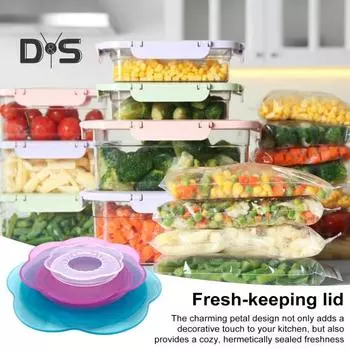 3/6 шт. Силиконовые эластичные крышки для хранения продуктов питания, многоразовые эластичные крышки для мисок, дизайн «лепесток», пищевая силиконовая крышка для микроволновой печи 3pcs