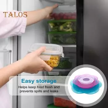 3/6 шт. Силиконовые эластичные крышки для хранения продуктов питания, многоразовые эластичные крышки для мисок, дизайн «лепесток», пищевая силиконовая крышка для микроволновой печи 3pcs