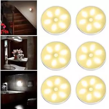 3/6 шт. светильник с датчиком движения, автоматическое включение/выключение, супер яркий, небликующий, с питанием от батареи, беспроводной светодиодный светильник для гардероба 3pcs белый