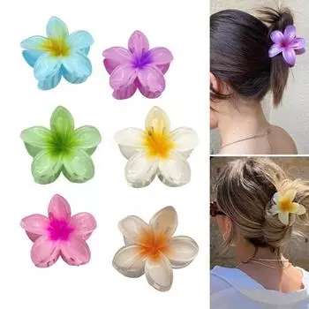 3/6 шт., заколка для волос в форме цветка для девочек, градиентный цвет, заколка для волос с противоскользящими зубцами, заколка для волос в виде акулы, аксессуары для волос A