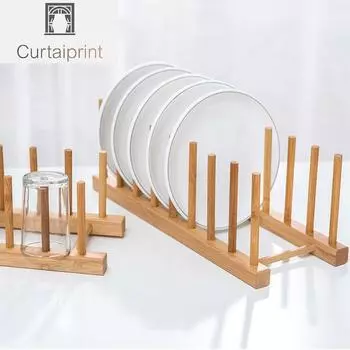 3/6-слойная бамбуковая полка для посуды, кухонный органайзер, сушилка, держатель для хранения кухонных принадлежностей, органайзер, полка для сушки посуды S