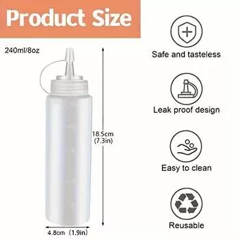 3/6pcs Condiment Squeeze Bottles Hot Sauces Olive Oil Bottles Ketchup Mustard Dispensers Kitchen Accessories Gadgets 240 Ml